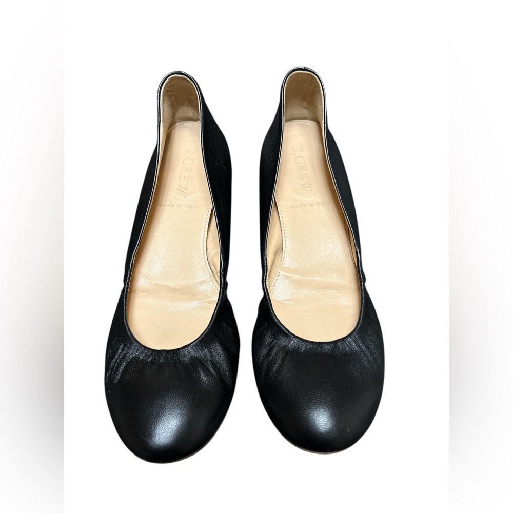 J. Crew Black Leather,ballerina flats,size 6,Made in Italy